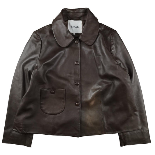 Ba&sh - Veste en cuir d’agneau, marron, modèle pour femme taille S