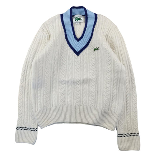 Lacoste - Pull en laine torsadé blanc taille XS