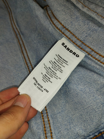 Sandro - Veste en jean bleu ciel taille S - Le Saptuaire