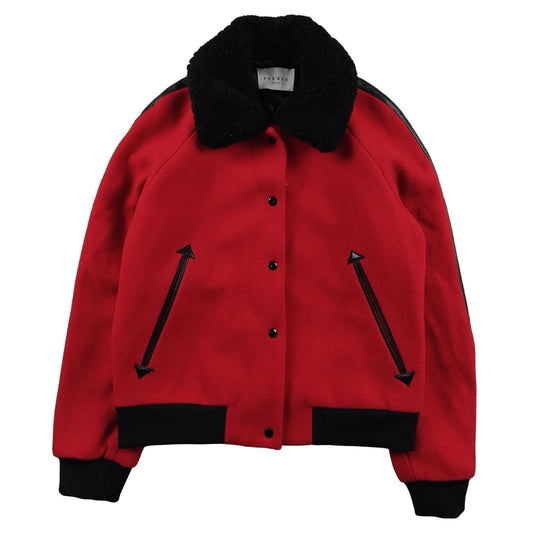 Sandro - Veste aviateur en laine rouge taille XS - Le Saptuaire