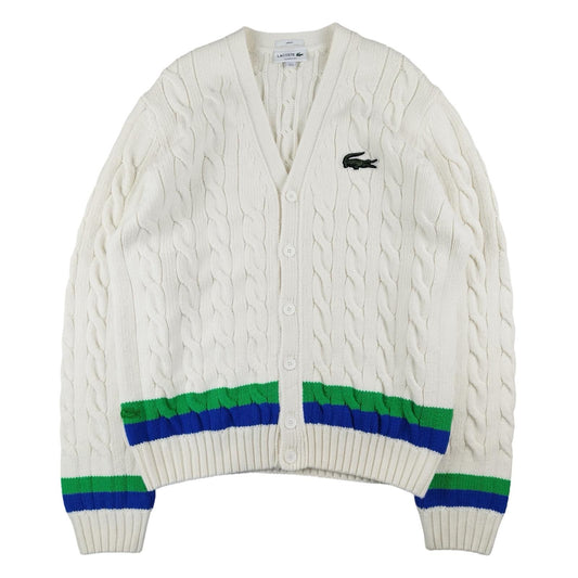 Lacoste - Cardigan torsadé en laine blanc taille M - Le Saptuaire