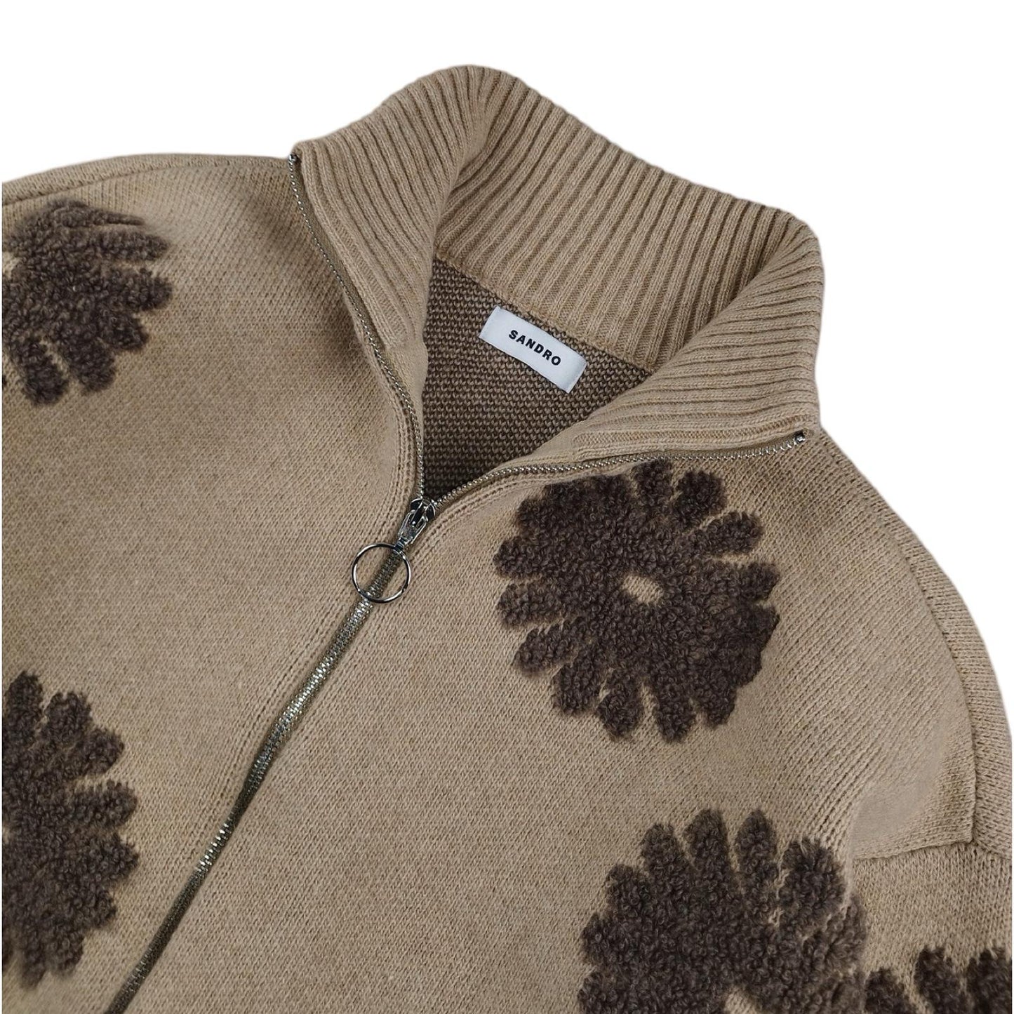 Sandro - Cardigan zippée en laine beige taille M - Le Saptuaire