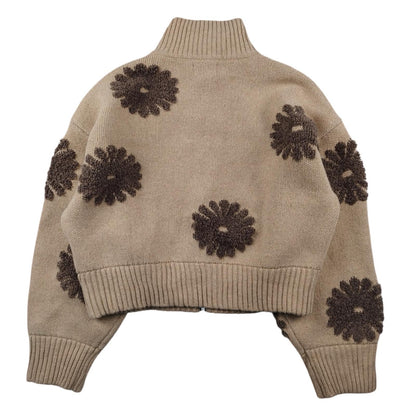 Sandro - Cardigan zippée en laine beige taille M - Le Saptuaire