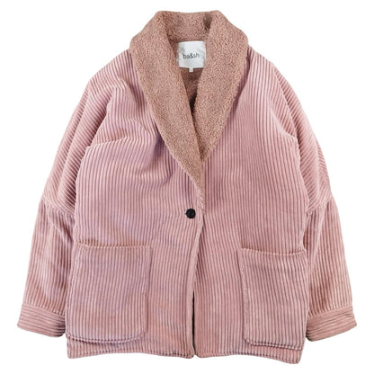 Ba&sh - Manteau en velours côtelé rose taille S