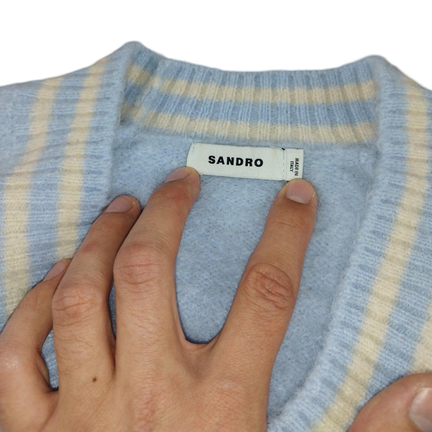 Sandro - Pull en mohair bleu ciel taille XS - Le Saptuaire