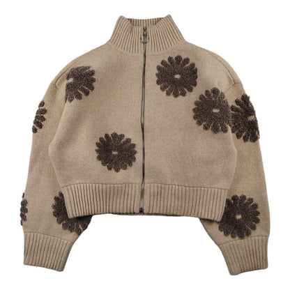 Sandro - Cardigan zippée en laine beige taille M - Le Saptuaire