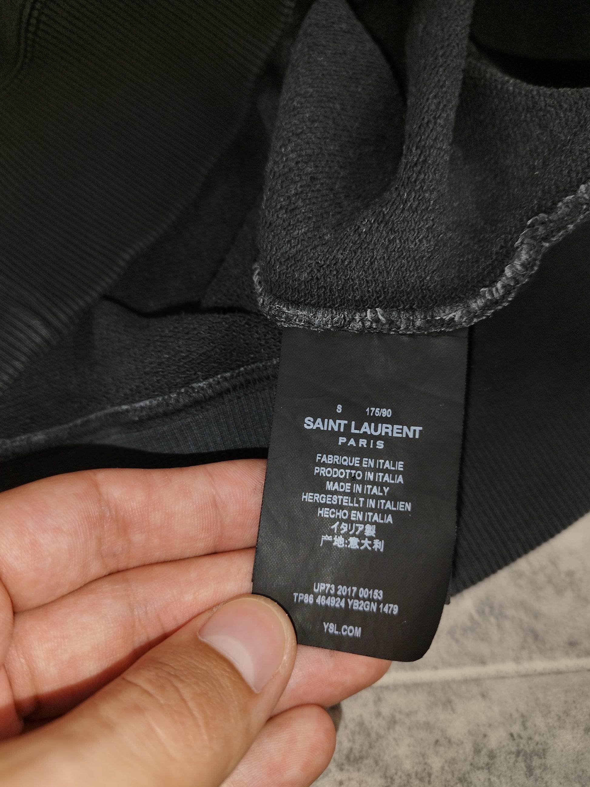 Saint Laurent - Pull à capuche « Love me Forever / Or Never » gris taille M - Le Saptuaire