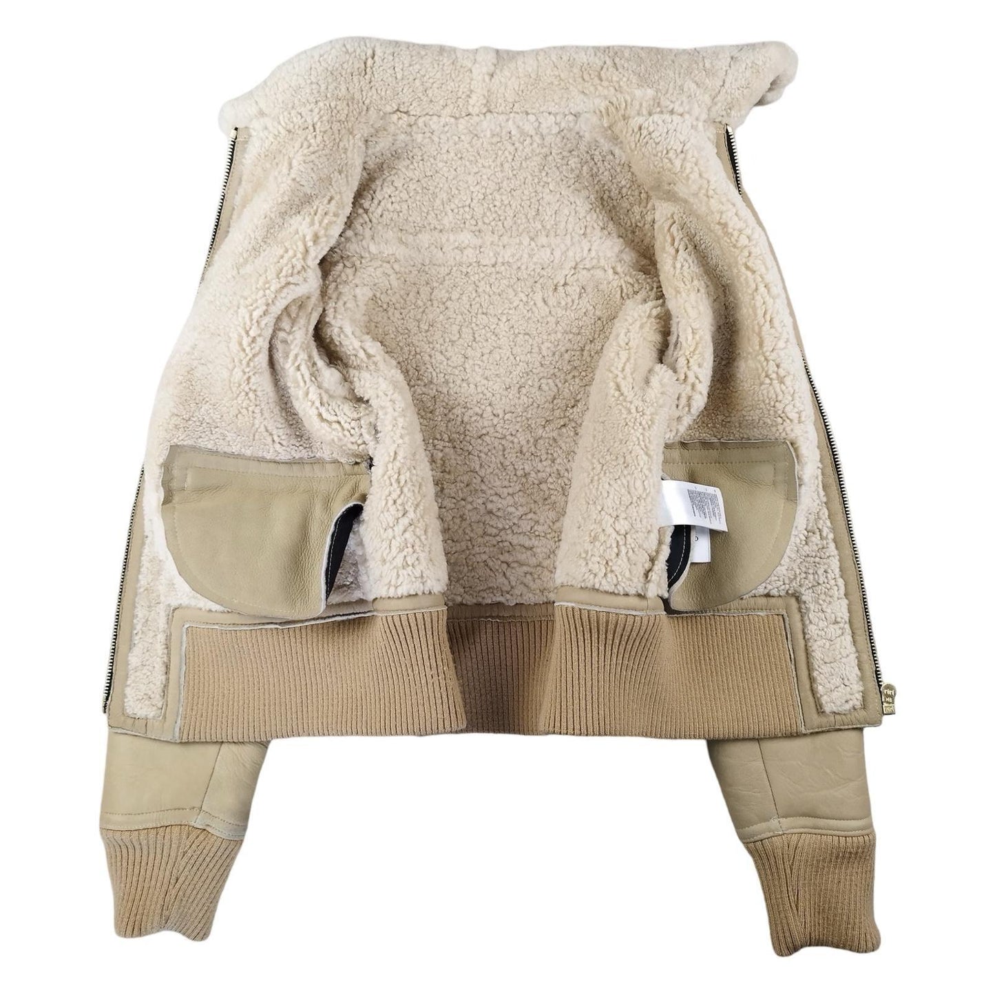 Sandro - Bombardier en peau lainée de mouton camel taille XS - Le Saptuaire