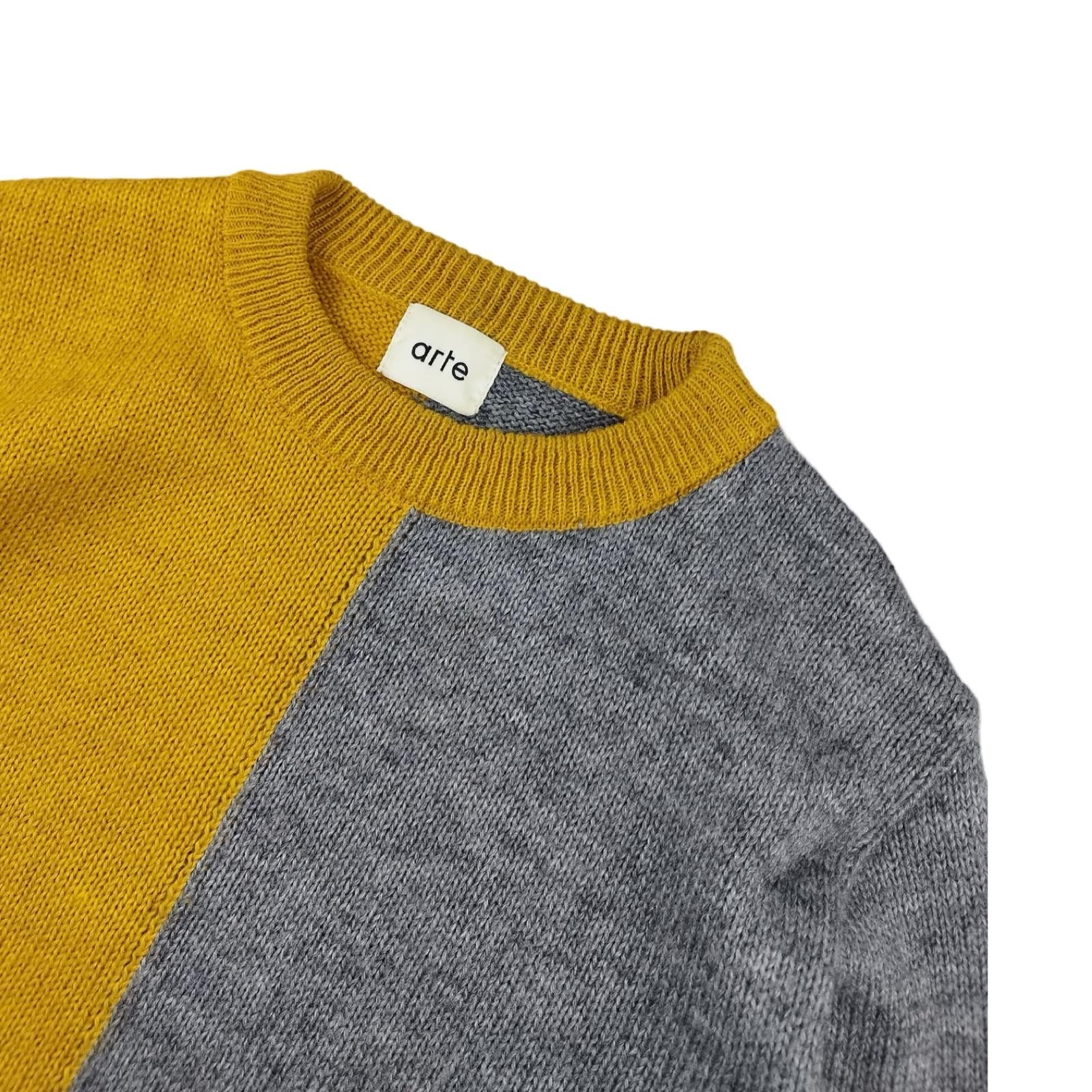 Arte - Pull en mohair et acrylique jaune et gris taille S - Le Saptuaire