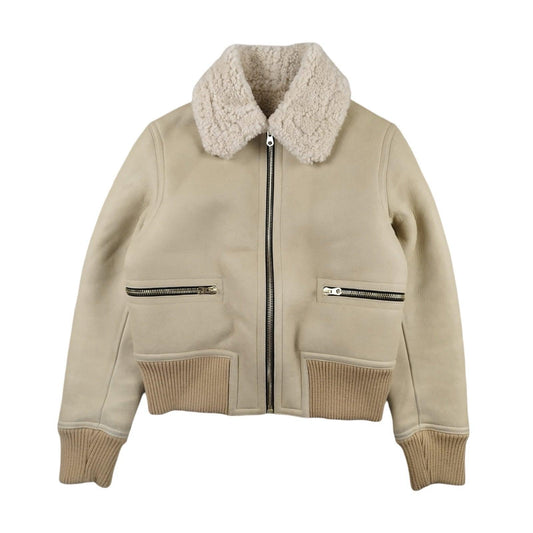 Sandro - Veste aviateur en cuir beige taille XS - Le Saptuaire