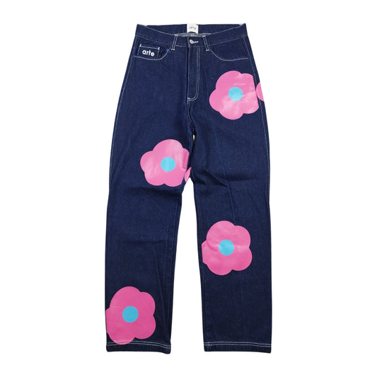 Jean à fleurs bleu marine taille M