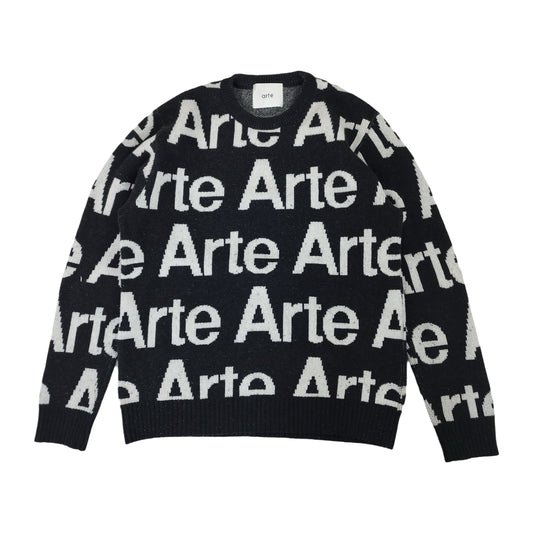 Arte - Pull box logo en laine noir taille L