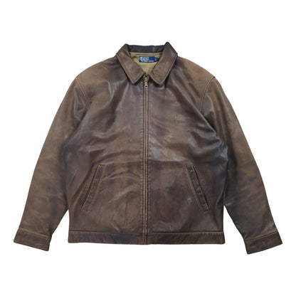 Veste Harrington en cuir marron taille L - Le Saptuaire