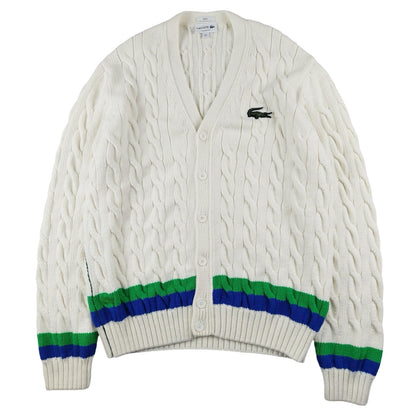 Lacoste - Cardigan torsadé en laine blanc taille L - Le Saptuaire