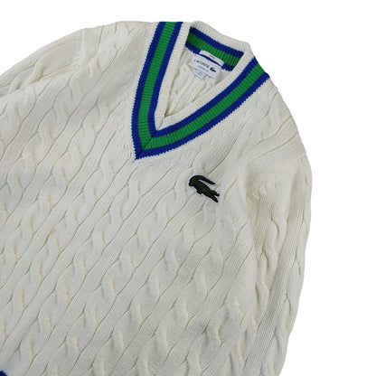 Lacoste - Pull torsadé blanc taille L