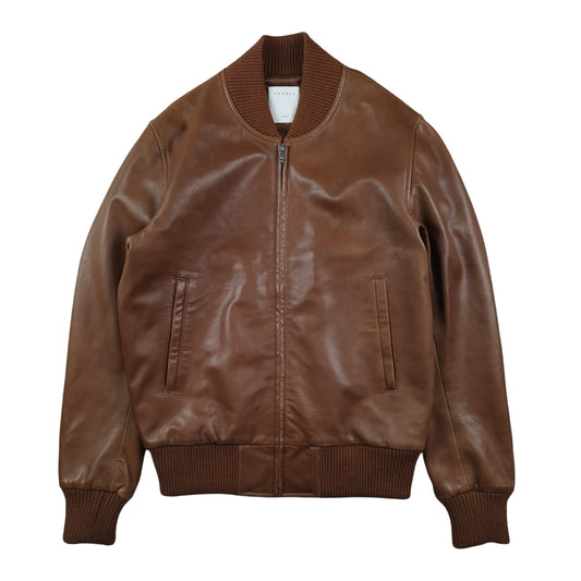 Sandro - Veste en cuir d’agneau marron taille S