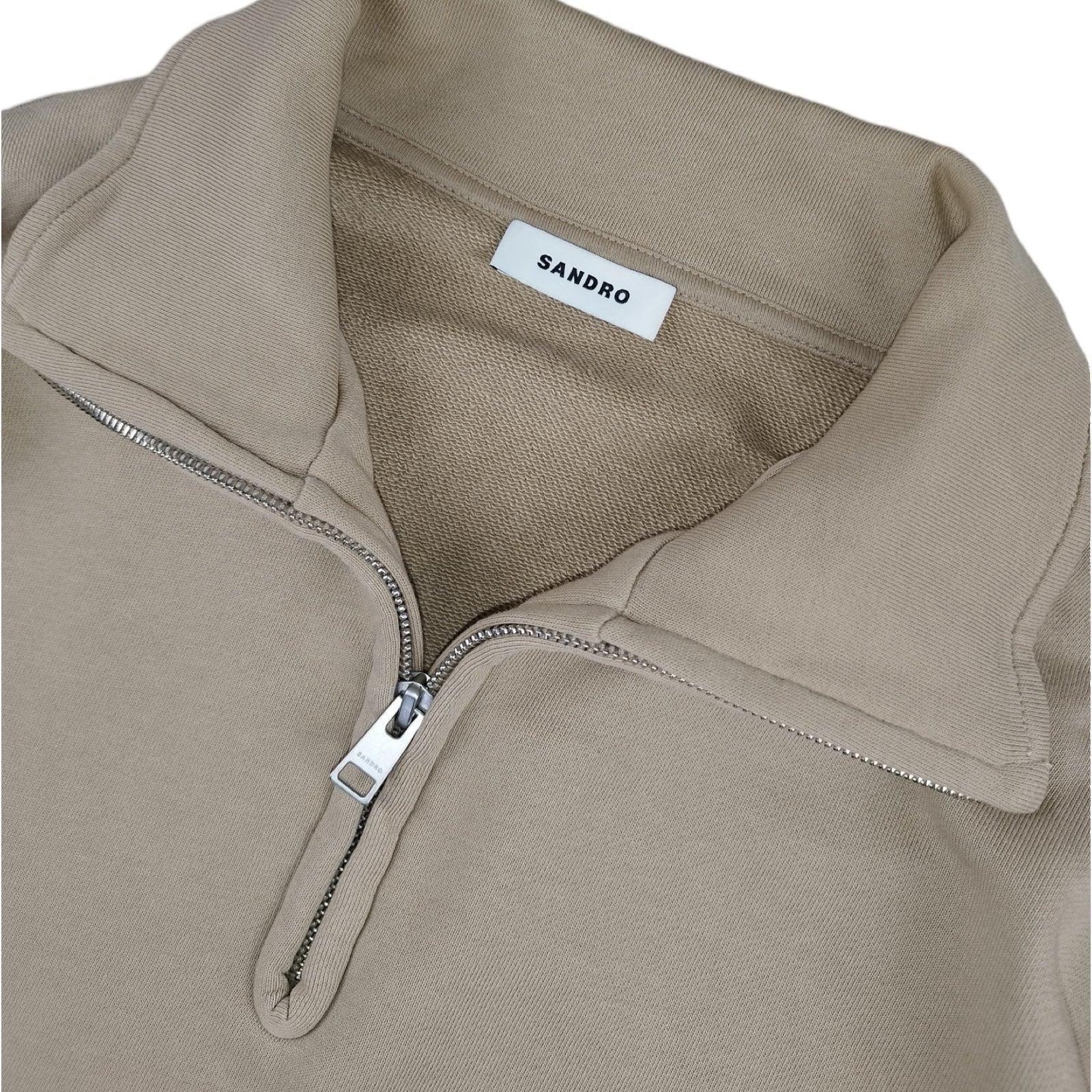 Sandro - Sweat à col cheminé beige taille L - Le Saptuaire