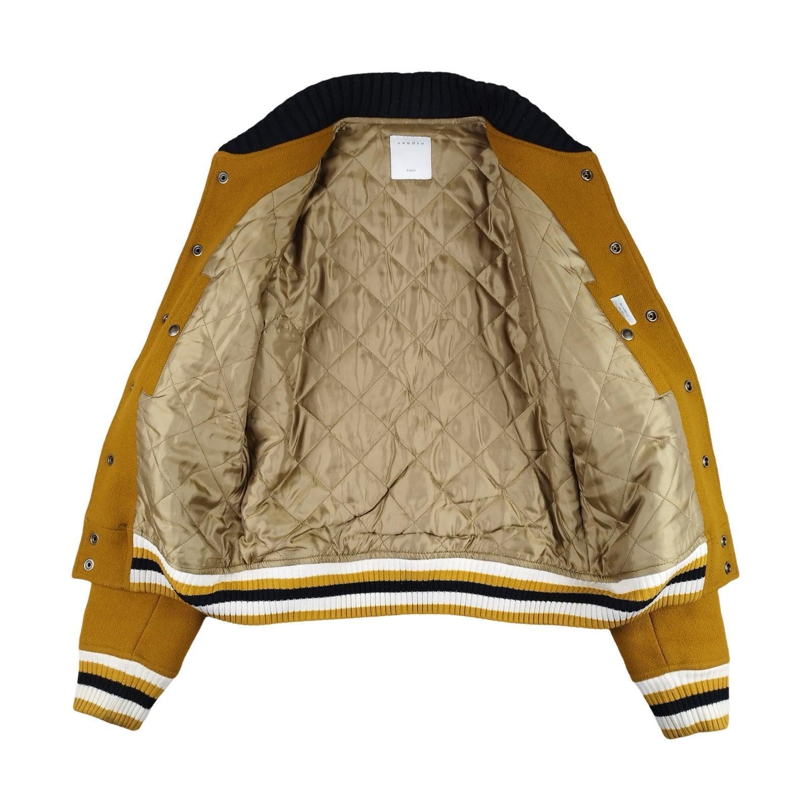 Sandro - Varsity Jacket en laine moutarde taille S - Le Saptuaire